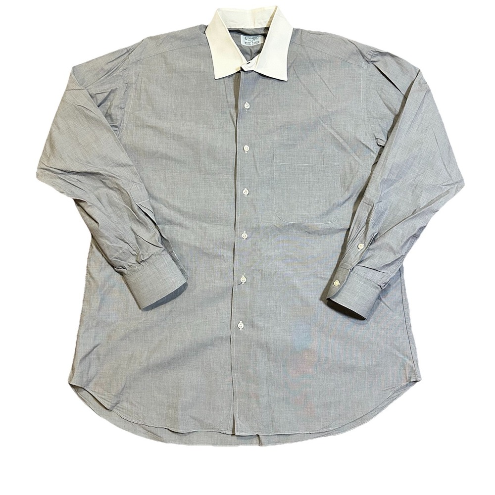 Vtg Gitman Bros Blue White Constrast Collar Button Up Dress Shirt 16.5 34 USA